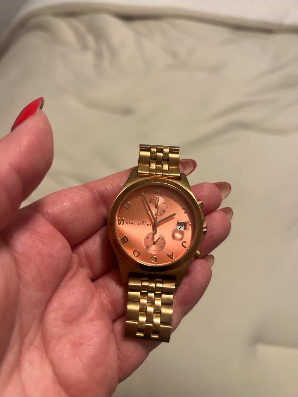 Marc Jacobs Gold Tone Watch with Peach Dial